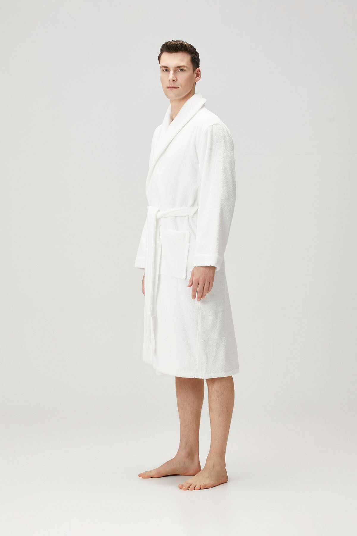 Terry Unisex Shawl Collar Bathrobe White