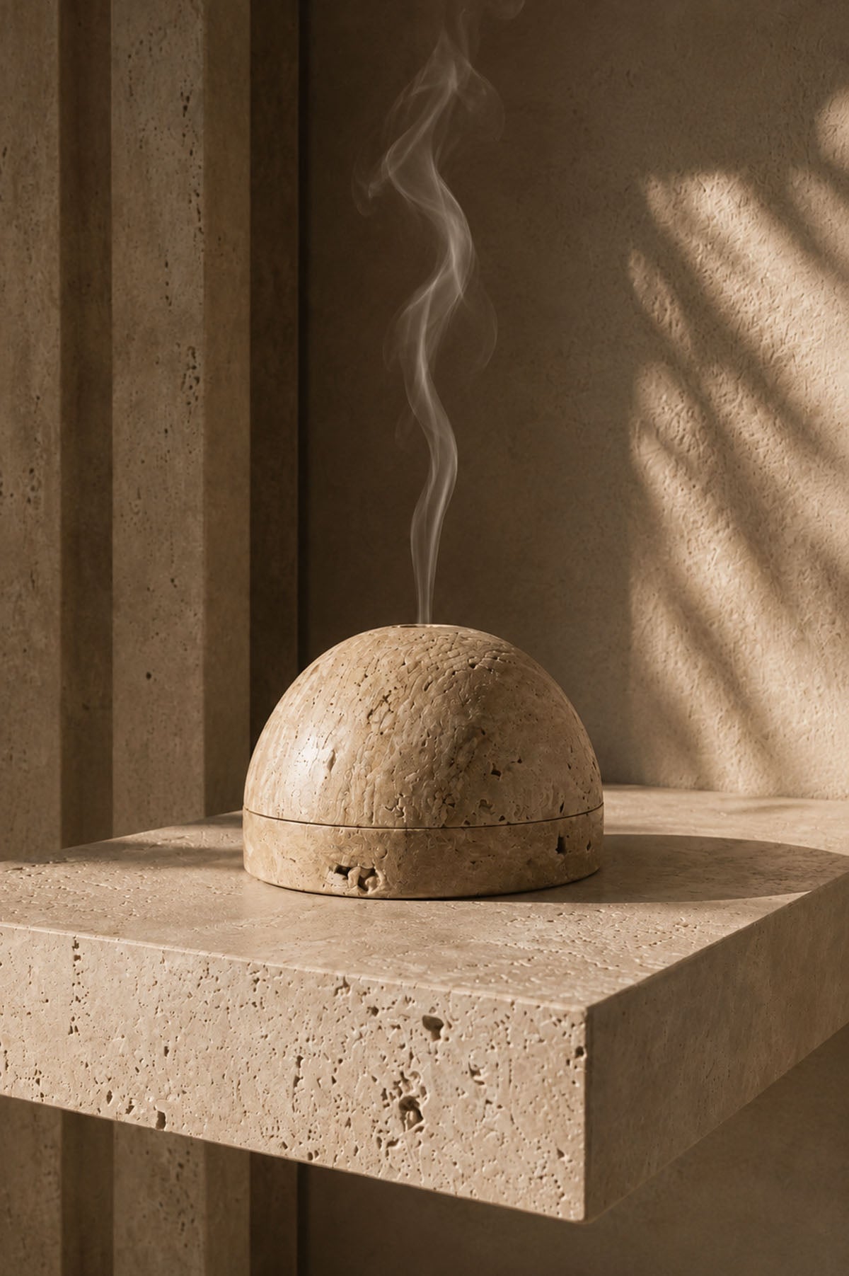 Two Pieces Marble Incense Holder Natural