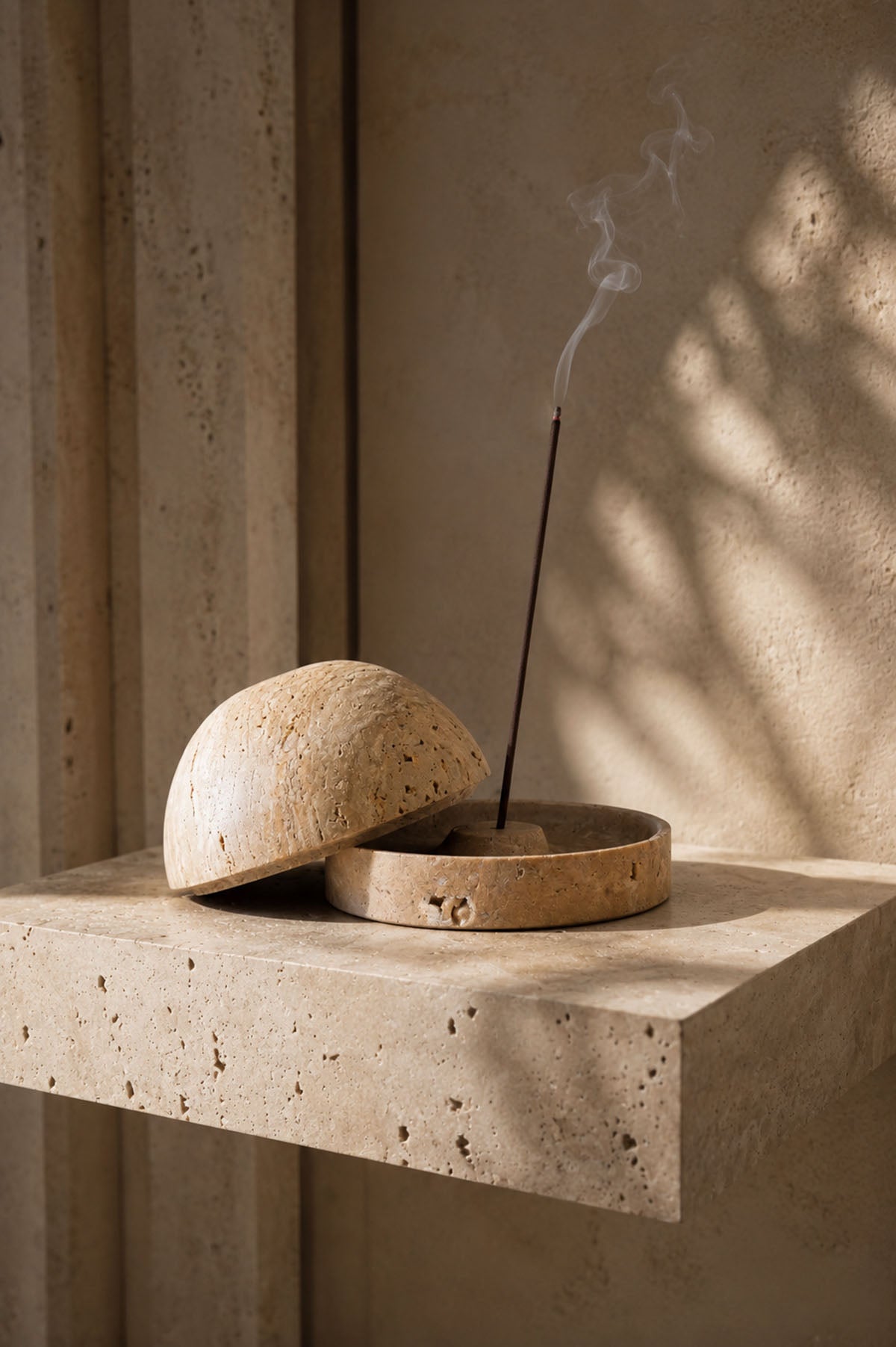 Two Pieces Marble Incense Holder Natural