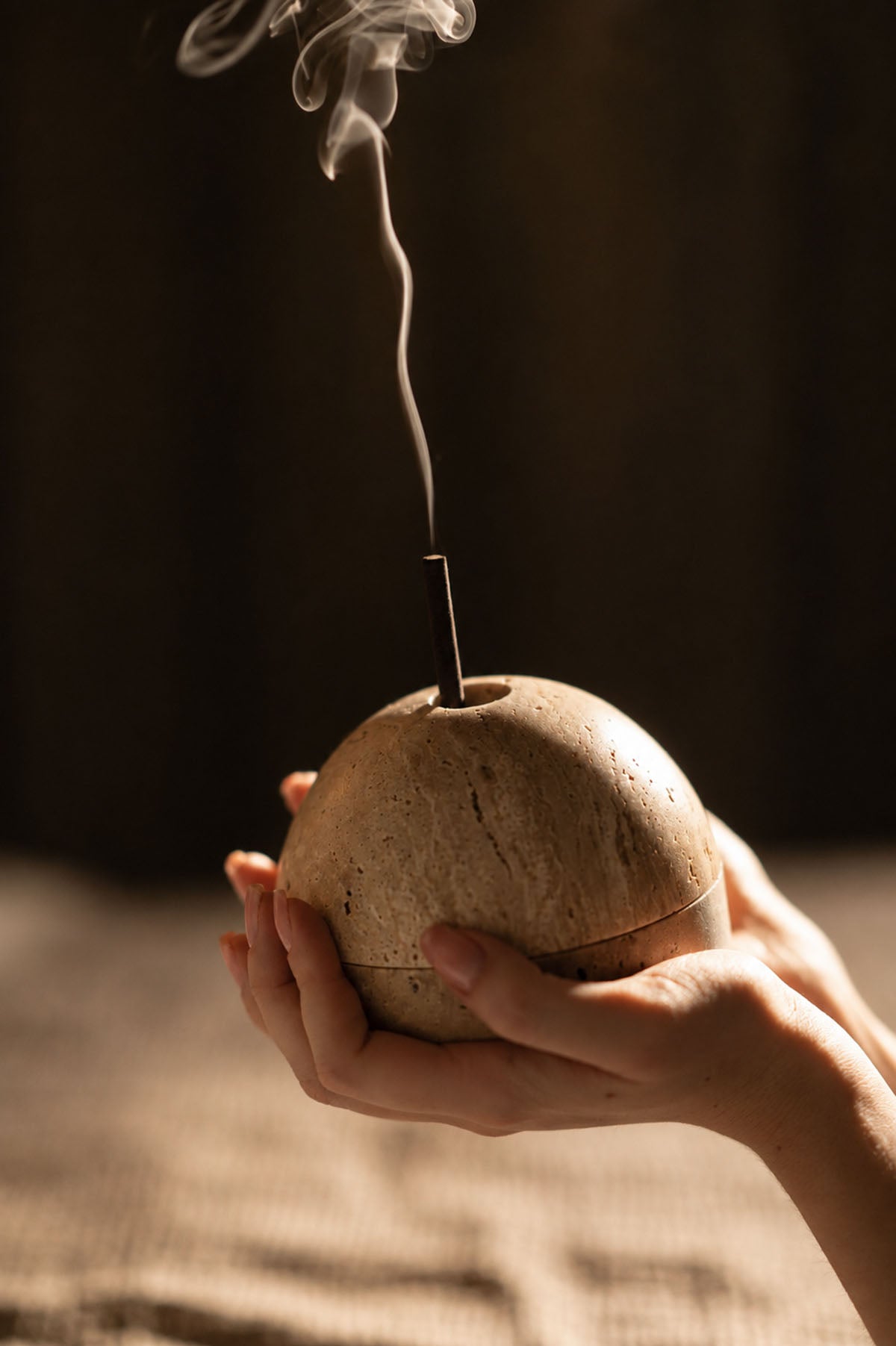 Two Pieces Marble Incense Holder Natural