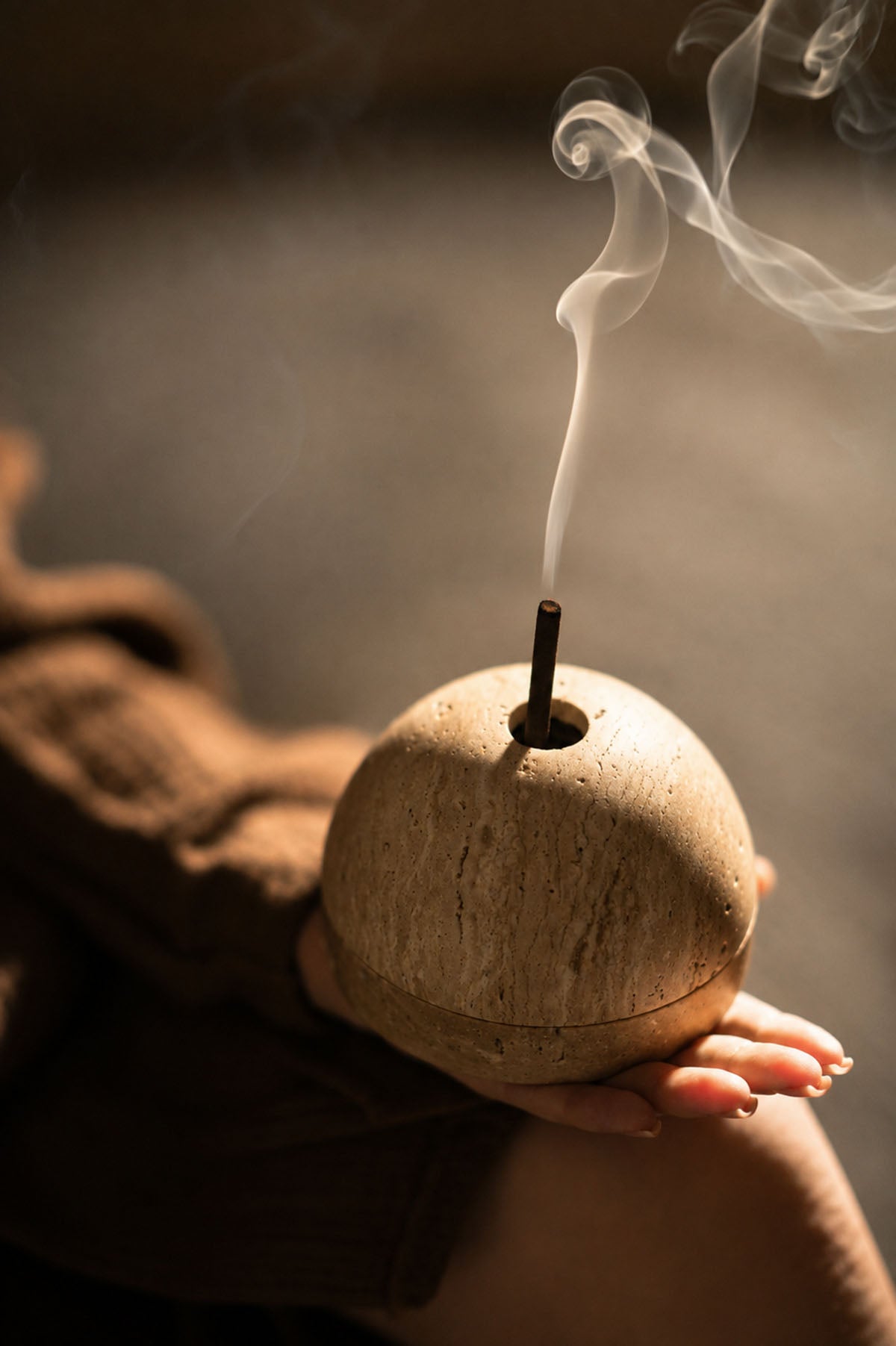 Two Pieces Marble Incense Holder Natural