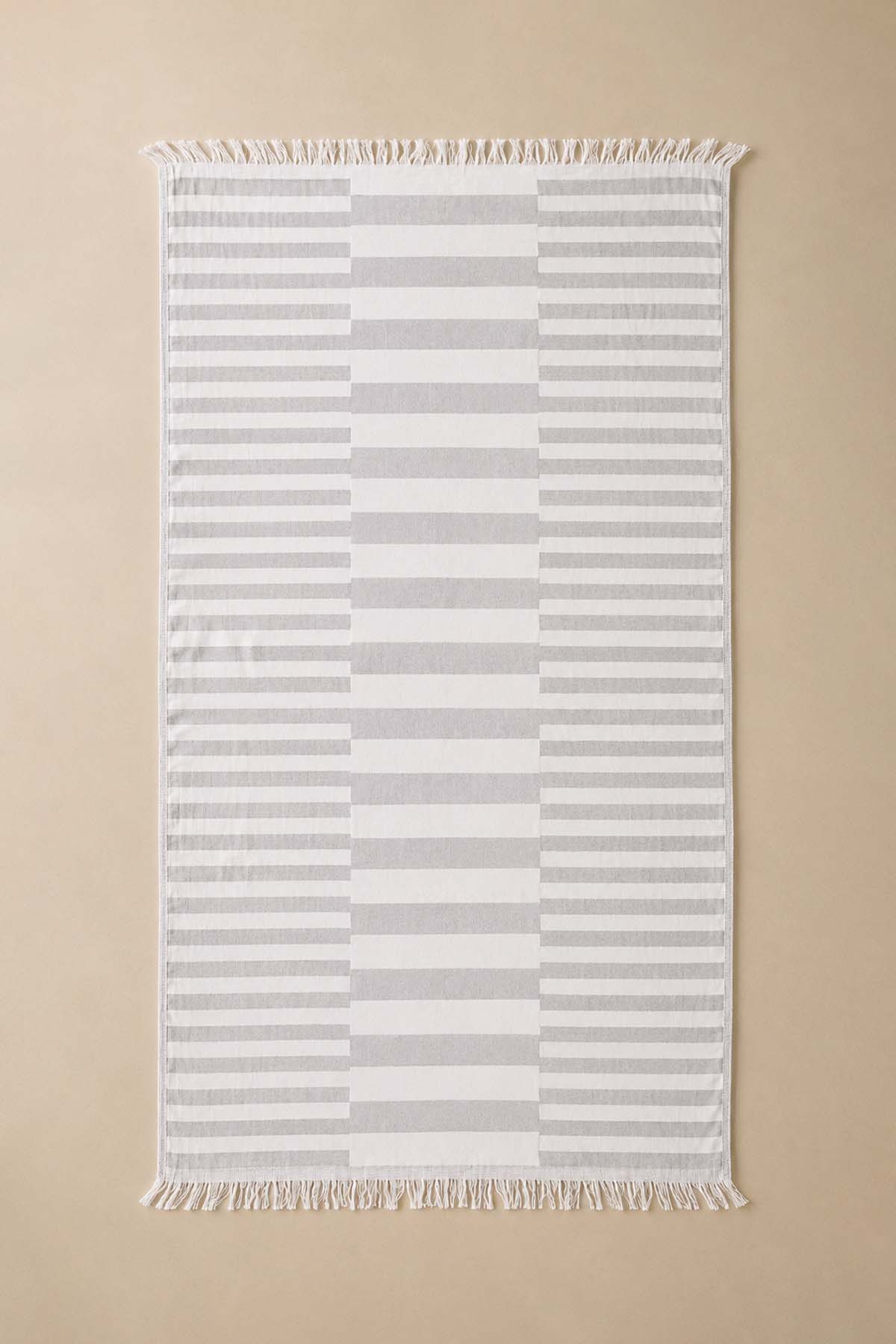 Uneven Pestemal Turkish Towel Grey