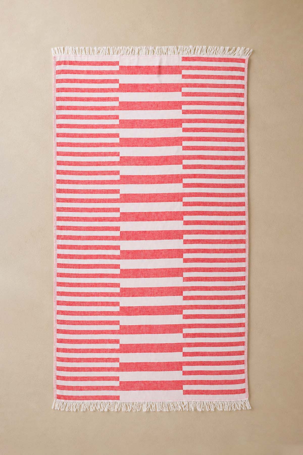 Uneven Pestemal Turkish Towel Red