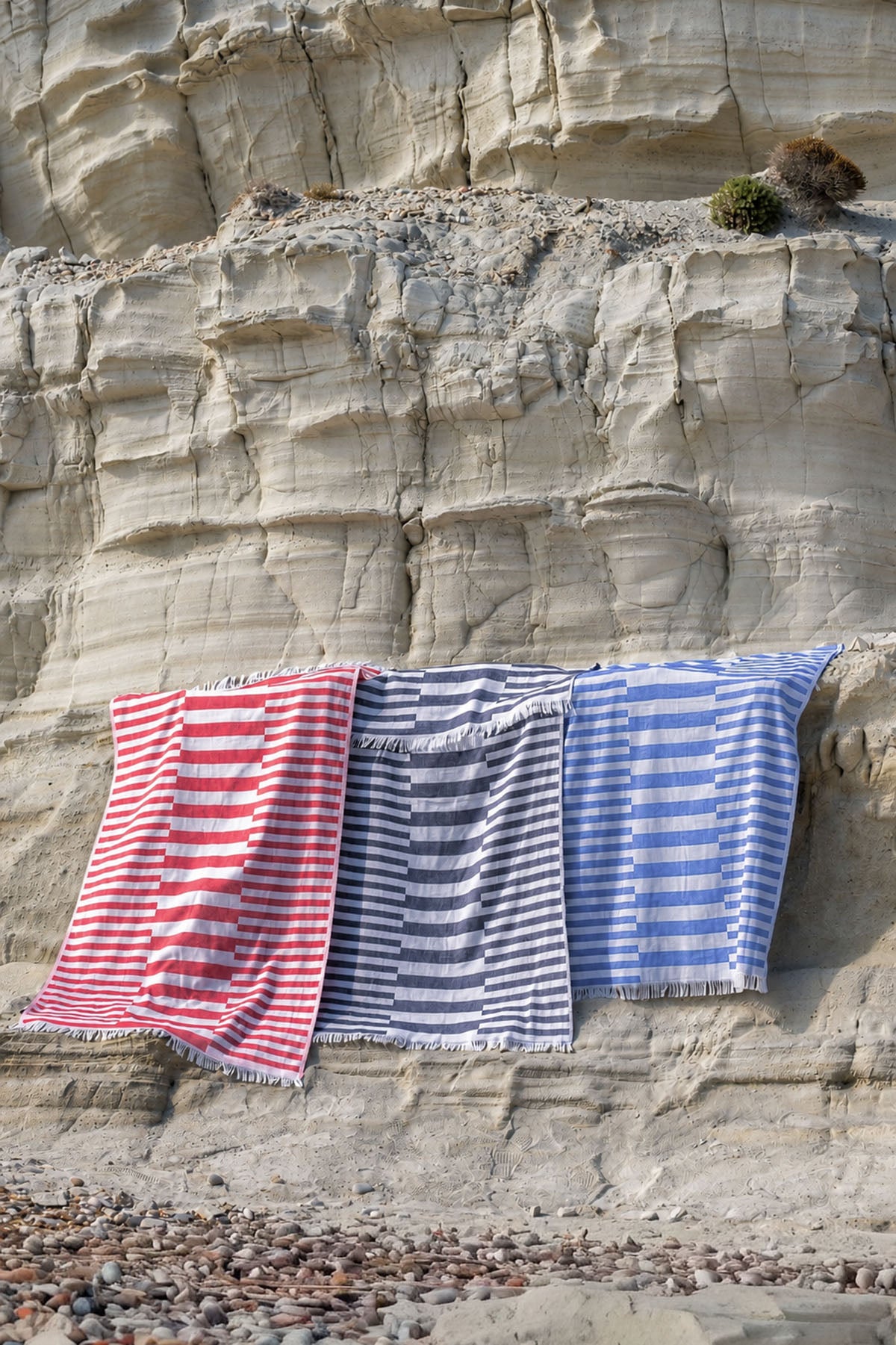 Uneven Pestemal Turkish Towel Blue