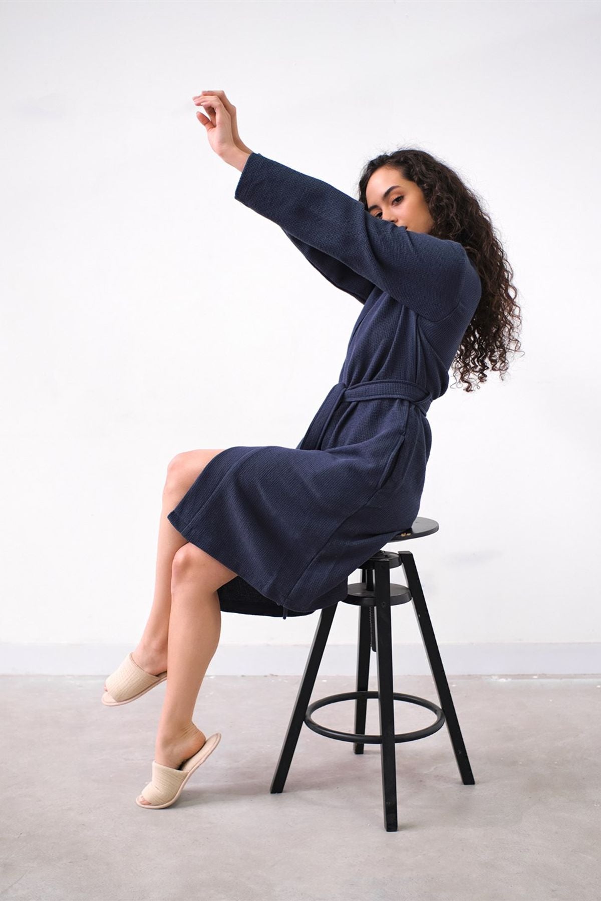 Waffle Bornoz İndigo