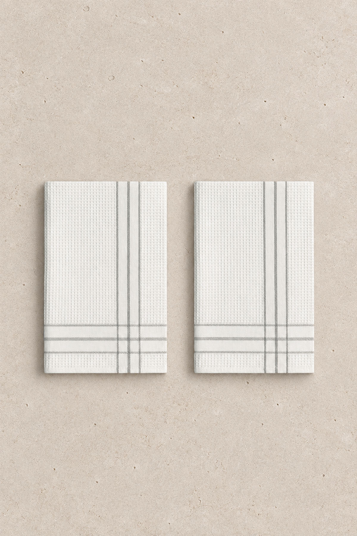 Waffle Kitchen Towel Set Off 2 Cream - Grey