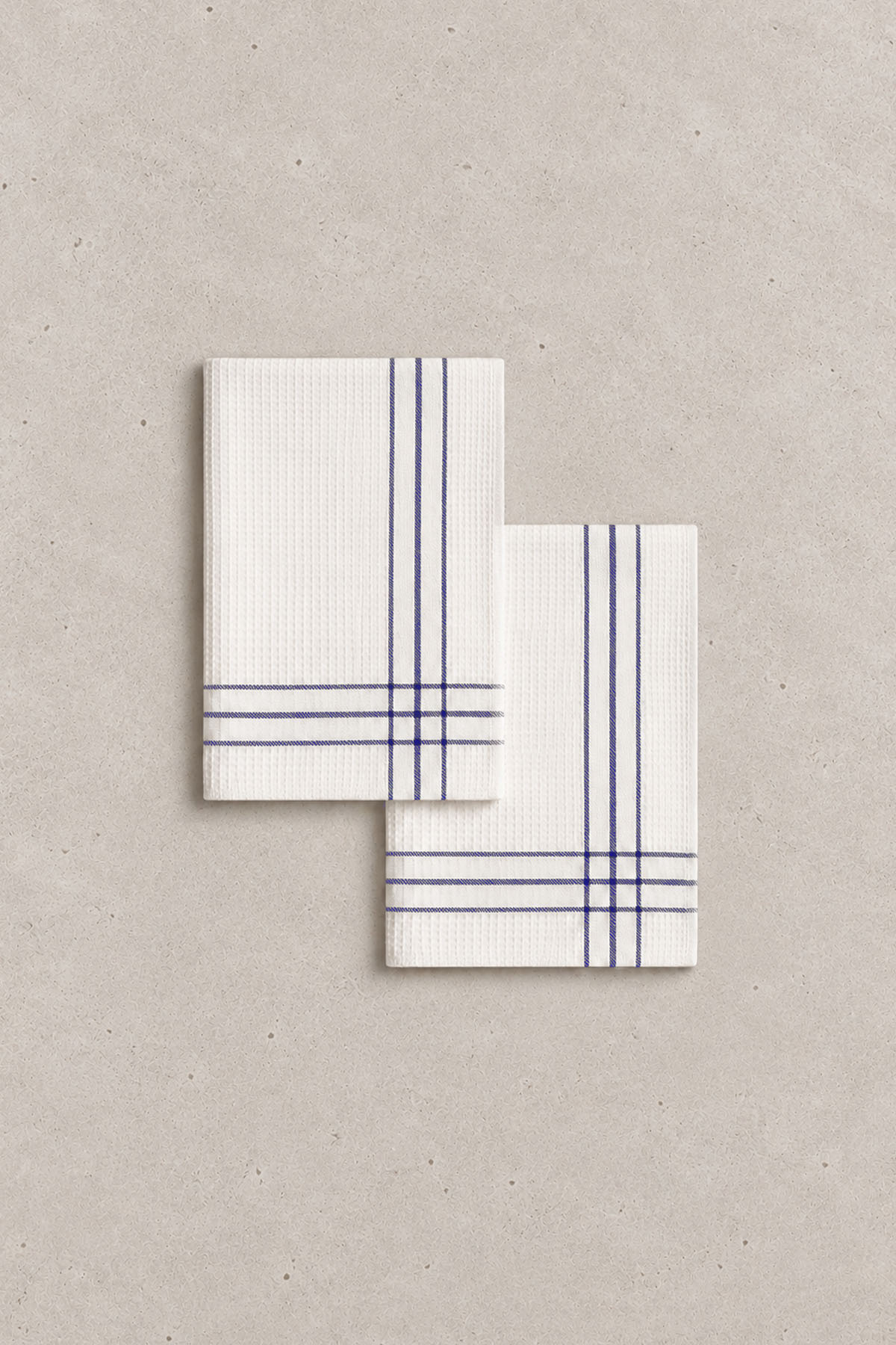 Waffle Kitchen Towel Set Off 2 Cream - Navy