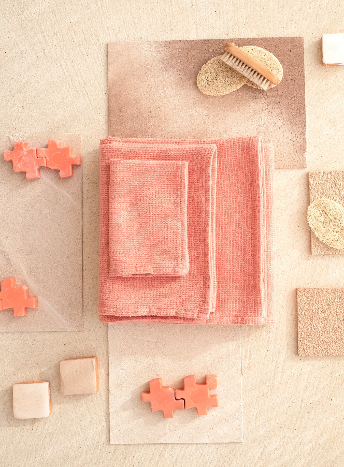 Waffle Towel Set Of 4 Shrimp