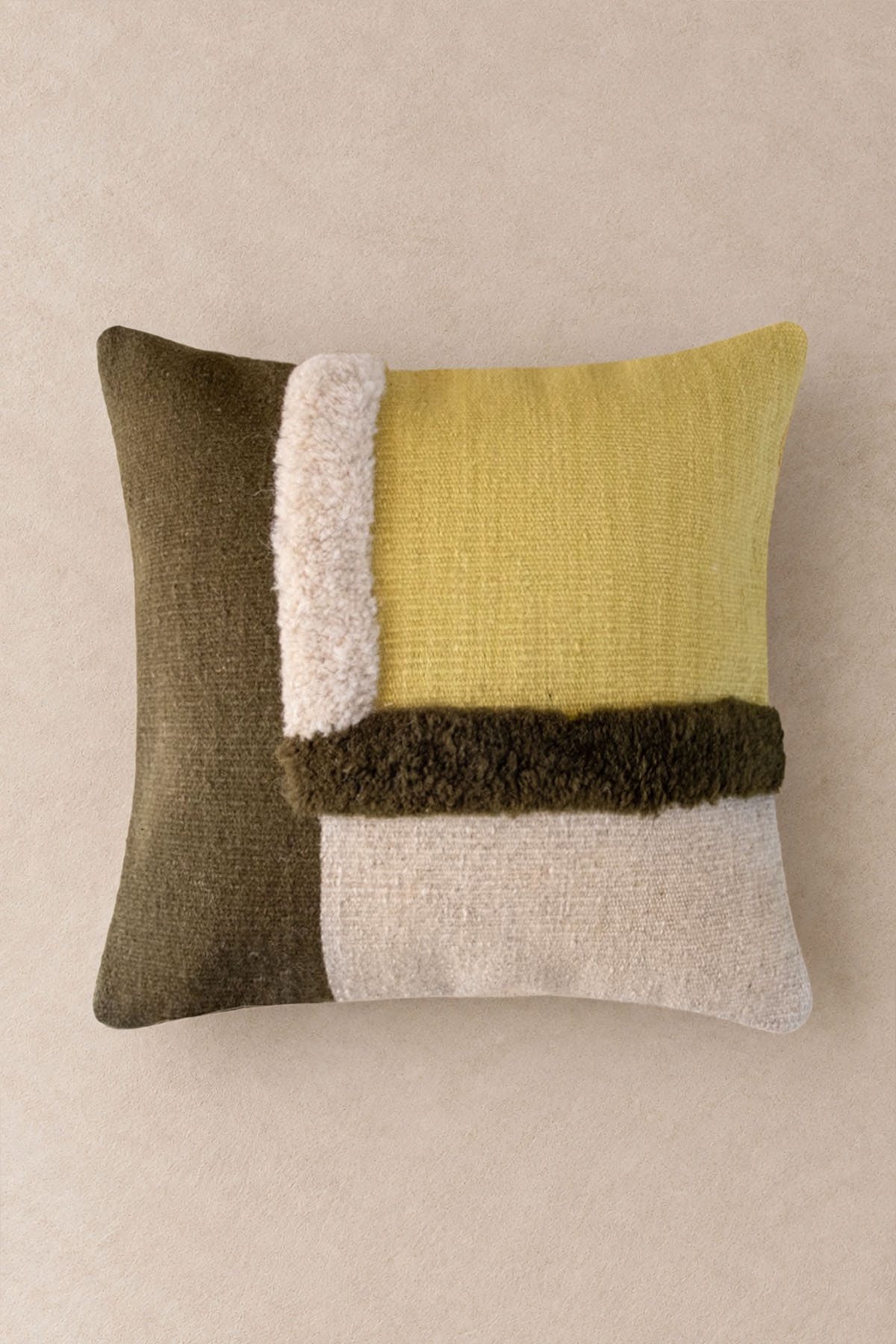 Wool Tufted Blocks Artisanal Cushion